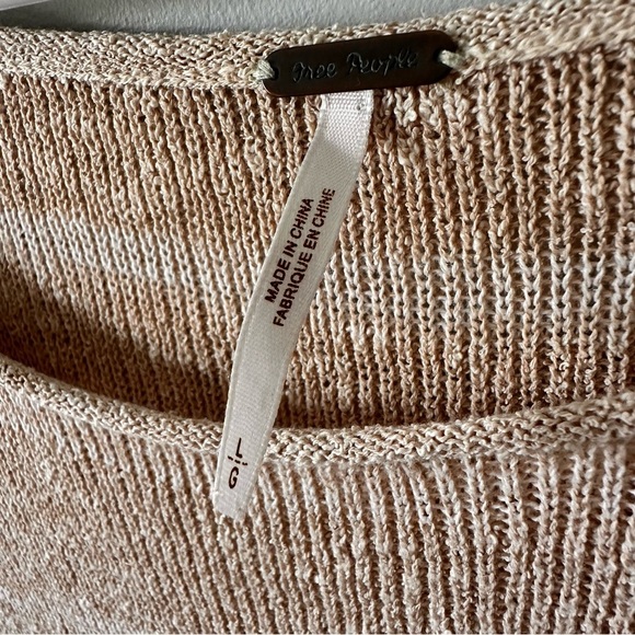 Free People Shipping News Oversized Tunic Sweater Women L Beige Tan Cozy Beachy - Picture 9 of 15